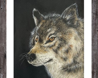 Impresión de pintura de acuarela mate "Lobo solitario"