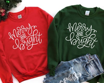 Christmas Sweatshirts for Women, Merry and Bright Sweatshirt, Christmas Holiday Sweatshirt for Women, Christmas Sweatshirt, Christmas Gift