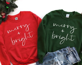 Christmas Sweatshirts for Women, Merry and Bright Sweatshirt, Christmas Holiday Sweatshirt for Women, Christmas Sweatshirt, Christmas Gift
