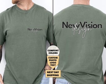Christmas Custom Logo Design Front & Back Shirt, Company Logo Merch, Personalized Comfort Colors, Personalized Logo Shirt