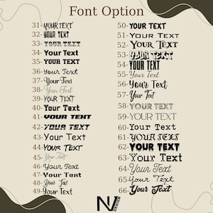 a font option menu with various font styles and sizes, allowing users to choose from a range of options to create custom text.