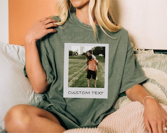 Custom Polaroid Photo T-Shirt, Personalized Vintage Photo Tee, birthday gift, personalized, Custom Year Comfort Colors, Gift For Her