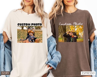 Personalized Photo Shirt with Custom Text, Comfort Colors Picture T Shirt, Upload Your Image Tee, Family Friends Birthday Memory Gift