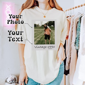 Vintage Polaroid Custom Photo T-Shirt, Personalized Vintage Photo Tee, birthday gift, personalized, Custom Year Comfort Colors,