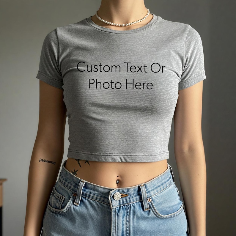 a mannequin wearing a t - shirt that says custom text or photo here