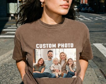 Personalized Picture T Shirt with Custom Photo and Text, Comfort Colors Custom Tee, Upload Your Image, Best Friend Family Photo Gift