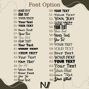 a font option menu with various font styles and sizes, allowing users to choose from a range of options to create custom text.