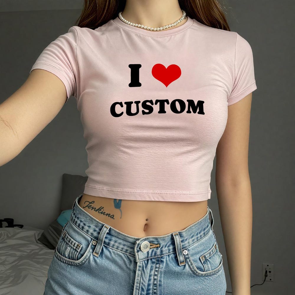 I Love Custom Y2K Baby Tee, Personalized Shirt, I Heart Custom Y2K Baby Tee, Personalized I Heart Any Text Baby Tee, Gift For Girlfriends Shop24Hs Vibe