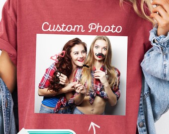 Personalized Photo Shirt with Custom Text, Comfort Colors Picture T Shirt, Upload Your Image Tee, Friends Family Birthday Keepsake Gift
