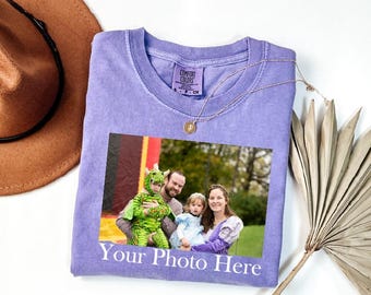 Comfort Colors Custom Photo Shirt, Custom Text Photo Family Shirt, Logo Image T-Shirts Gift, Birthday Photo Shirt, Family tee