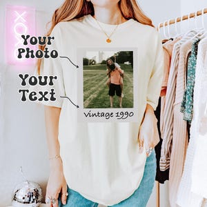 Custom Polaroid Comfort Colors Shirt, Personalized Vintage Photo Tee, birthday gift, personalized, Custom Year Comfort Colors,