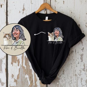Personalized Cartoon Cat Shirt, Dog Mom Gifts, Cat Mom Shirt,Custom Cat Pullover, Cat Dad T-shirt, Gift for her, gift for him