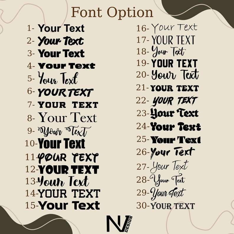 a font option menu with various font styles and sizes, allowing the user to choose their preferred font for a specific purpose.