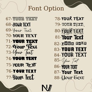 a font option menu with various font styles ranging from 67 to 88. The menu provides a visual representation of the font options available for use in different contexts, such as text, logos, or other design elements.