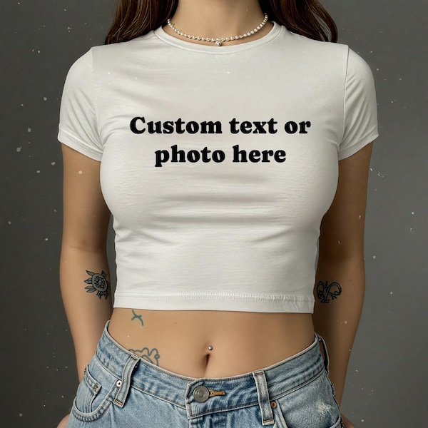 Trendy Custom Text Baby Tee, Custom y2k outfit, Custom y2k outfit, Trendy 90s Vintage, Custom Y2K Fashion, Create Your Own Design Sweatshirt