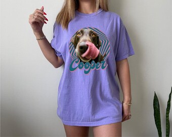 Custom Vintage Pet Unisex T-shirt, Custom Dog's Version, Personalize Pet Photo in Retro Style, Father's Day Gift, Cat Dad Shirt
