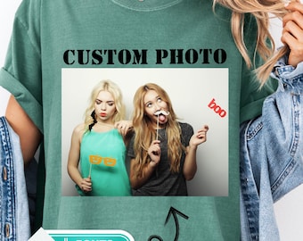 Custom Photo T Shirt with Text, Personalized Comfort Colors Tee, Upload Your Picture Shirt, Best Friend Family Custom Memory Gift