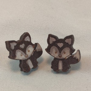 Wooden Fox, Hand Painted Earrings Wood, Wooden Stud Earrings,  Hand Painted Jewelry, Fox Jewelry for Women, Fox Earrings, Bridesmaid Gift