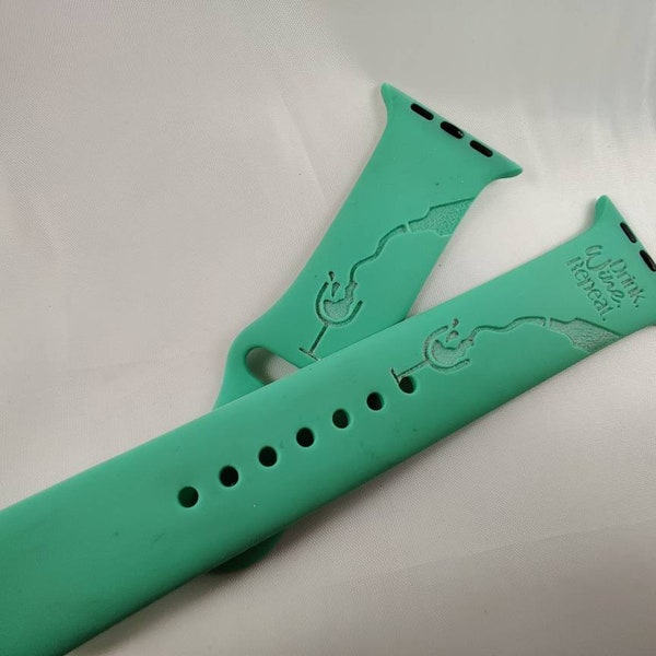 Wine lover gift, silicone watch band, engraved watch band, fall watch band, wine lover apparel, watchband for women, wine related gifts