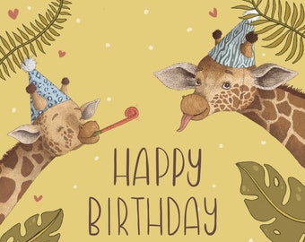 Personalised Giraffe Birthday Card