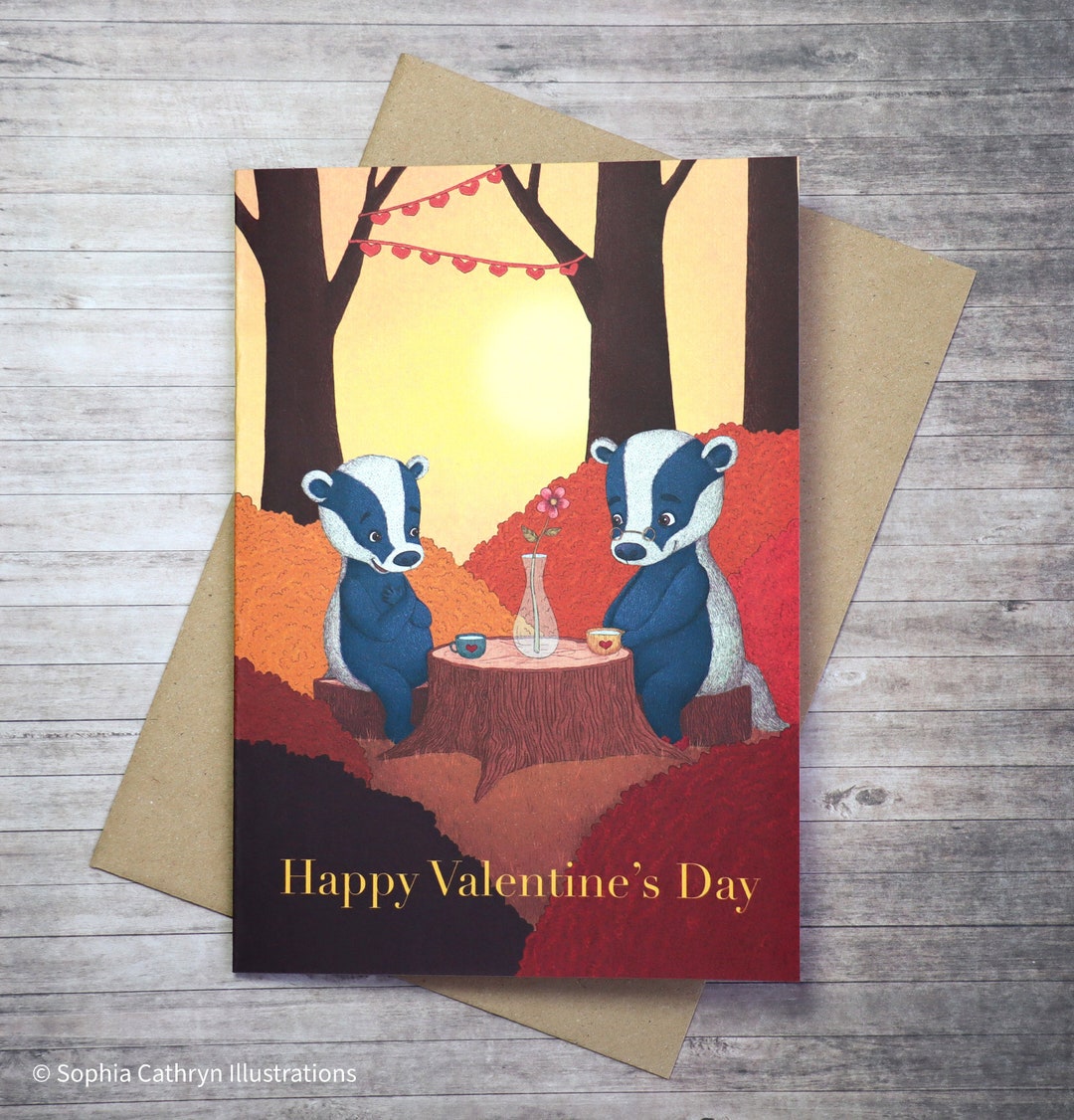 Cute Badger Themed Valentines Day Card - Etsy