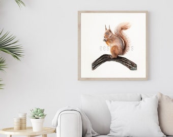 Squirrel digital print, Woodland Nursery Decor, Woodland Nursery Prints, Woodland Nursery Art, Woodland Baby Animal Prints, Nursery Wall Art