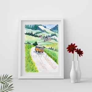 countryside wall art, roadtrip, landscape digital print, printable wall art, digital prints, Highland wall art, mountainscape wall art print image 1