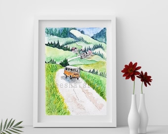 countryside wall art, roadtrip, landscape digital print, printable wall art, digital prints, Highland wall art, mountainscape wall art print