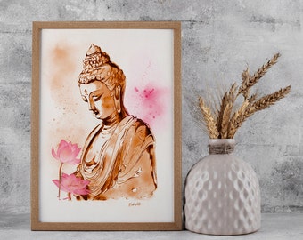 Meditation painting, Buddha wall art, Spiritual paintings, Buddha painting, neutral color art, minimalist style art, living room decor