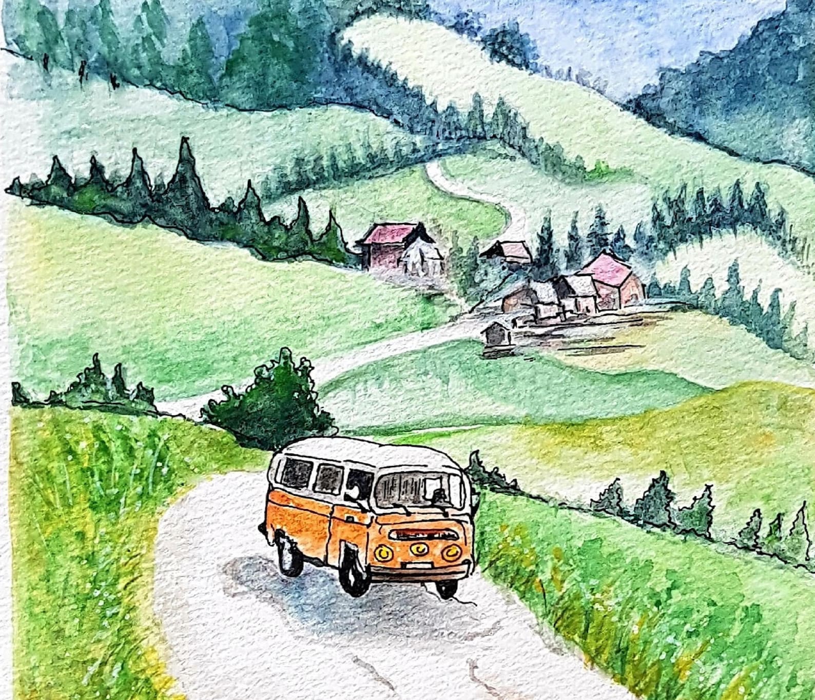 Countryside Wall Art Roadtrip Landscape Digital Print Etsy