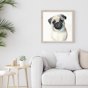 nursery playroom art, Pug, dog portrait, Personalized Pet Portrait, Printable Wall Art, custom gift, Gift For Animal Lovers, kids room decor image 5