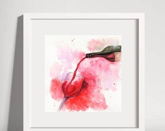 Wine Art painting, xmas gift, thanksgiving gift, kitchen décor, new year gift, modern wall art, contemporary art, realistic art, party decor