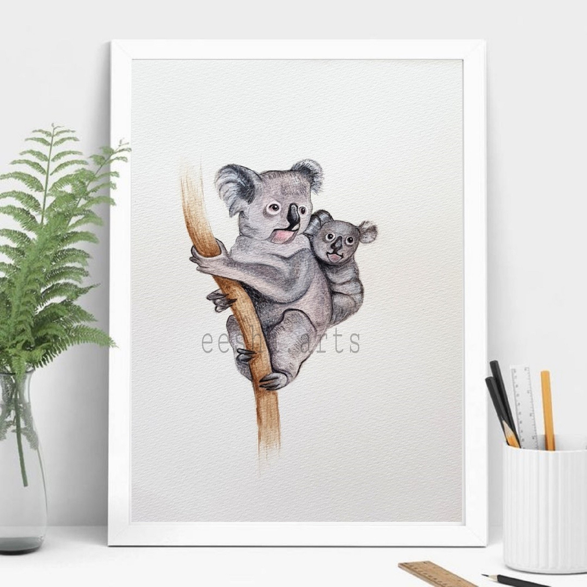 2 Set Sloth Koala Printable Colorful Nursery Woodland Posters Fun Nursery Wall Decor Kids Room Art Print Cute Animal Nursery Print