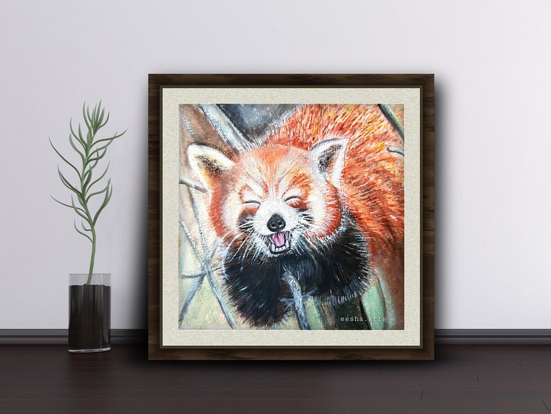 Red Panda Wall Art, Wildlife Wall Decor, Animal Wall Art, Square Size