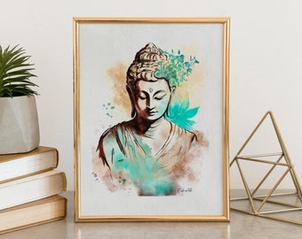 Meditating Buddha, Buddha wall art, Spiritual art, peaceful Buddha painting, meditation paintings, neutral color art, minimalist style art