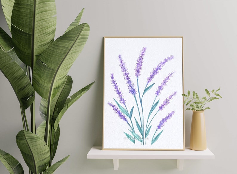 Lavender, Lilac, Violet, Spring collection, Lavender Home décor, Contemporary Art, Lavender Painting, DIY Art, Printable Wall Hanging Art image 1