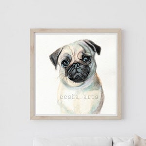 nursery playroom art, Pug, dog portrait, Personalized Pet Portrait, Printable Wall Art, custom gift, Gift For Animal Lovers, kids room decor image 2