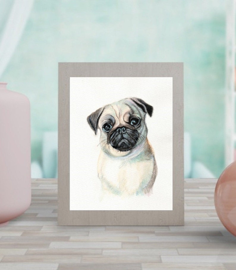 nursery playroom art, Pug, dog portrait, Personalized Pet Portrait, Printable Wall Art, custom gift, Gift For Animal Lovers, kids room decor image 4