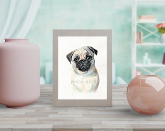 nursery playroom art, Pug, dog portrait, Personalized Pet Portrait, Printable Wall Art, custom gift, Gift For Animal Lovers, kids room decor