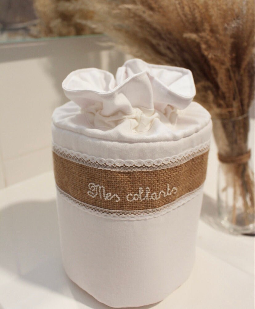 Personnalisable Pochon de Rangement Droit en Coton et Popeline Bio