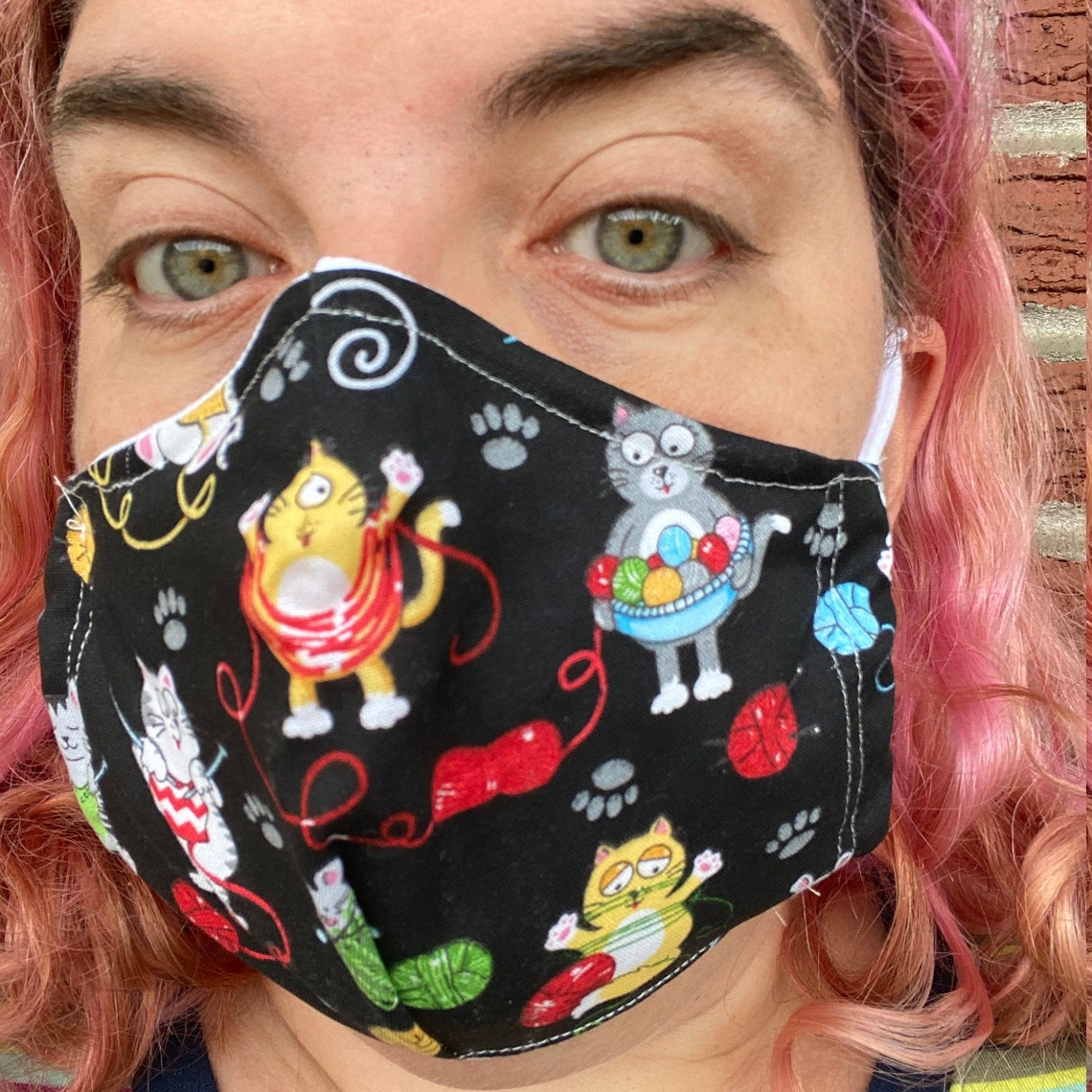 Washable Knitting Cats Face Mask with nose wire and filter Etsy