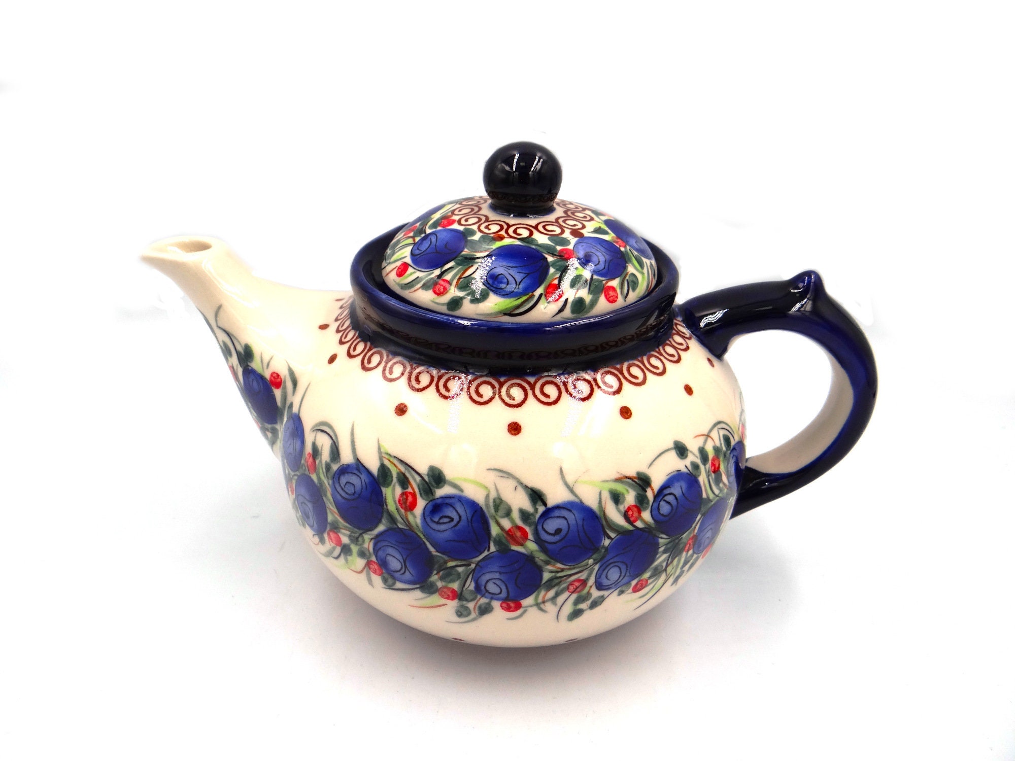 Unique handmade handpainted teapot with blueberries polish Etsy