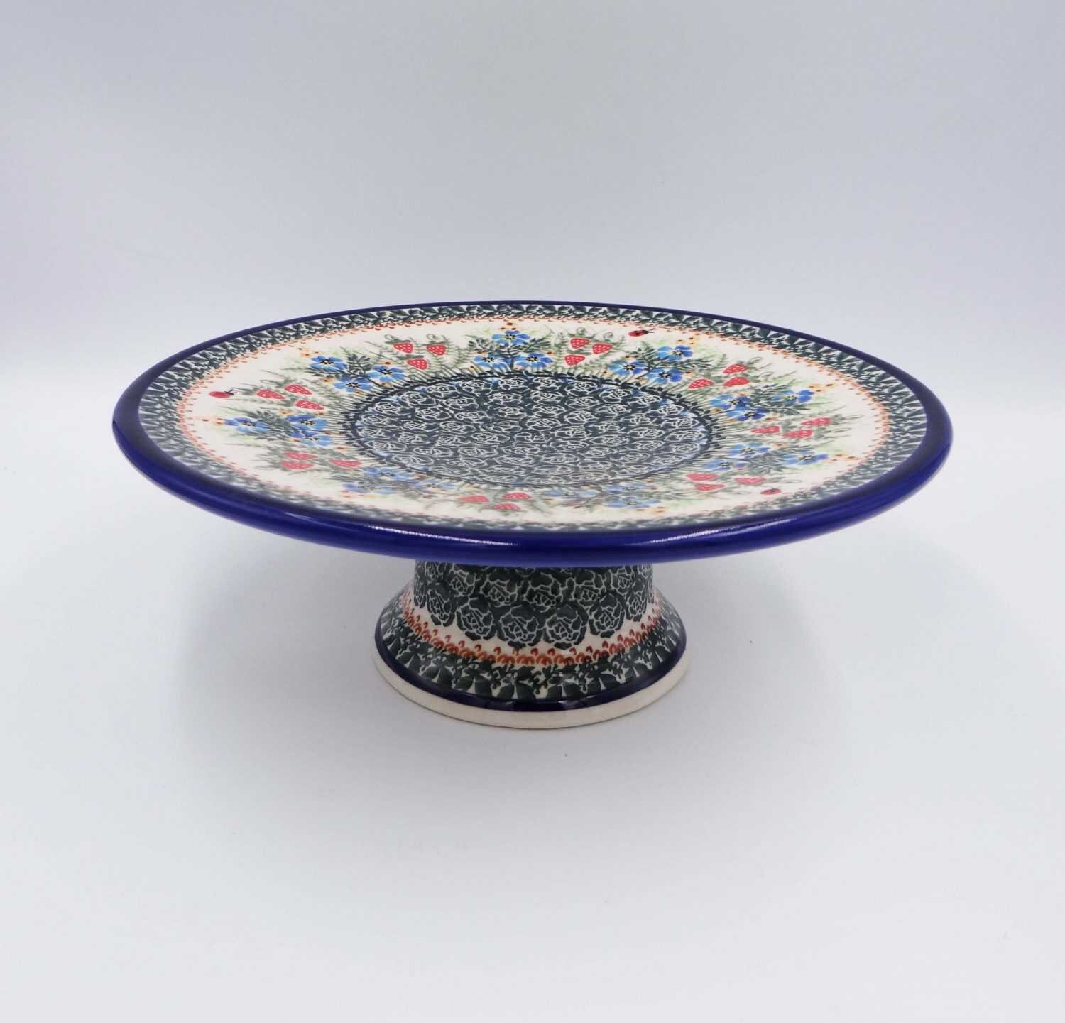 Beautiful ceramic Cake stand with strawberries handmade Etsy