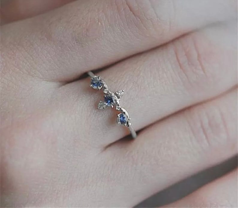Astrology Ring Promise Ring Handmade Aquamarine Style Ring with Cubic Zarconia Star Rings Star Sign Ring Constellation Ring Gold