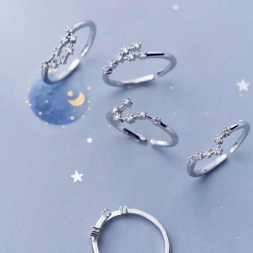 Zodiac Constellation Ring with AAA Cubic Zirconia - Silver - Constell…
