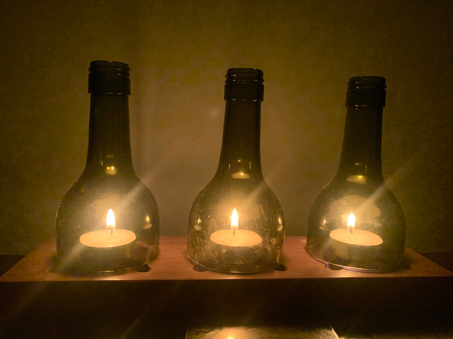 Glass Bottle Candle Holder Etsy