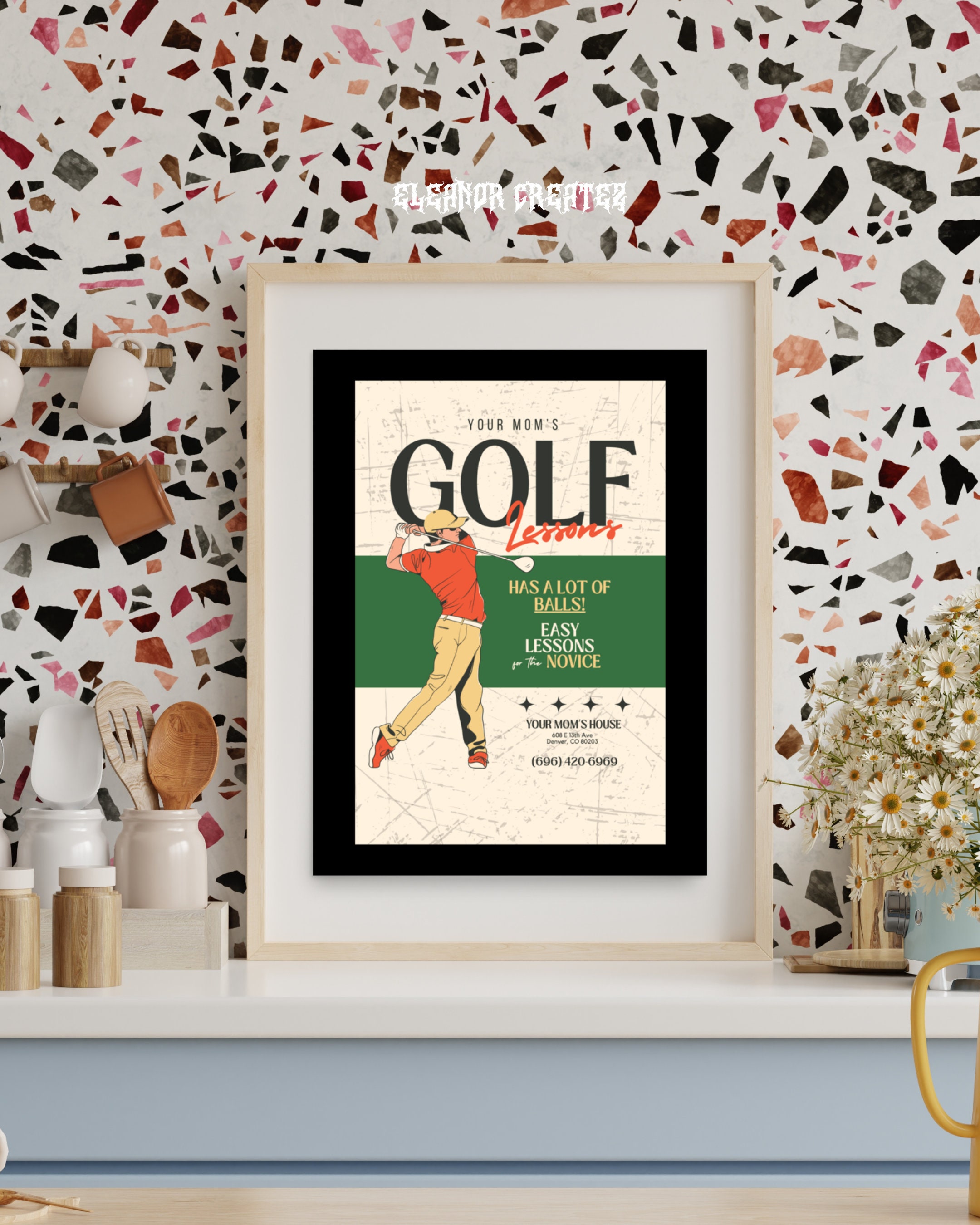 Your Mom's Golf Lesson Poster, Sports Lovers, Art Print Minimal Modern
