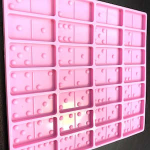 Dominoes Silicone Mold, Shiny Resin Silicone Molds, Standard Size Domino’s Mold, Pink Dominoes Mold, Dominoes Resin Mold