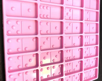 Dominoes Silicone Mold, Shiny Resin Silicone Molds, Standard Size Domino’s Mold, Pink Dominoes Mold, Dominoes Resin Mold
