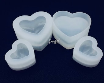 Molde de corazón 3D para resina, molde de resina de corazón 3D grande y brillante, molde de resina de corazón 3D pequeño, molde para velas, molde para jabón, molde de arcilla, corazón de San Valentín